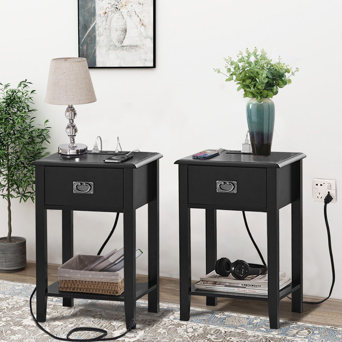 Trent Austin Design® Miramontes Nightstands with Charging Station End Table Bedside Tables with